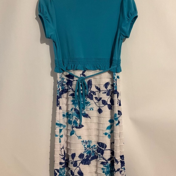 Speechless Dress Turquoise White 16 Girls Floral Ruffle Tiers Bolera Short Sleev - Picture 4 of 11